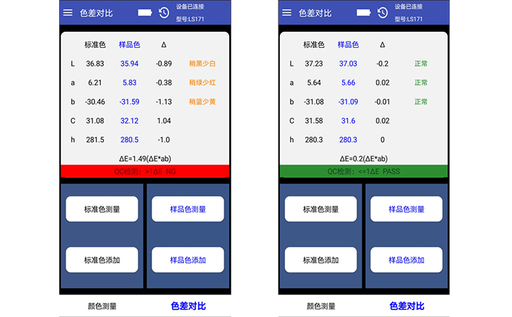 LS171色差对比测试结果 LS171色差对比测试结果