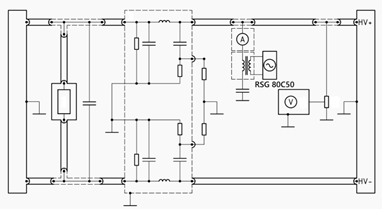 ISO 7637-4,B波连接图 HV+ line-to-ground.png